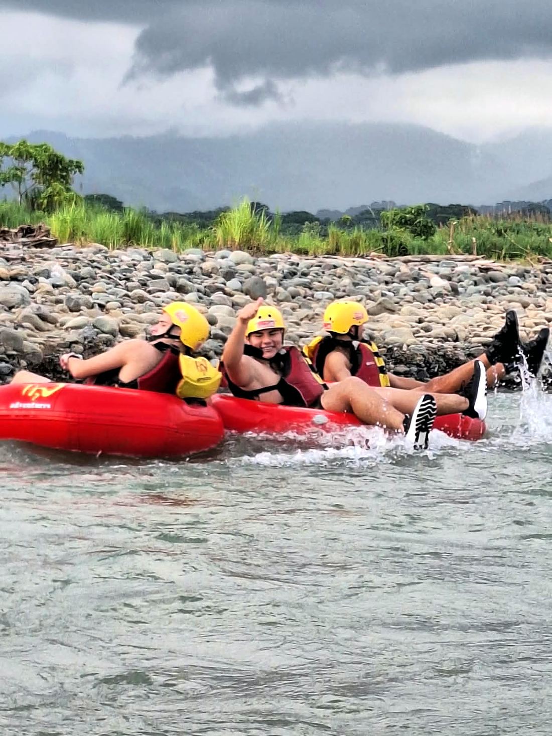 Guests in their tubes at the edge of the lower Naranjo